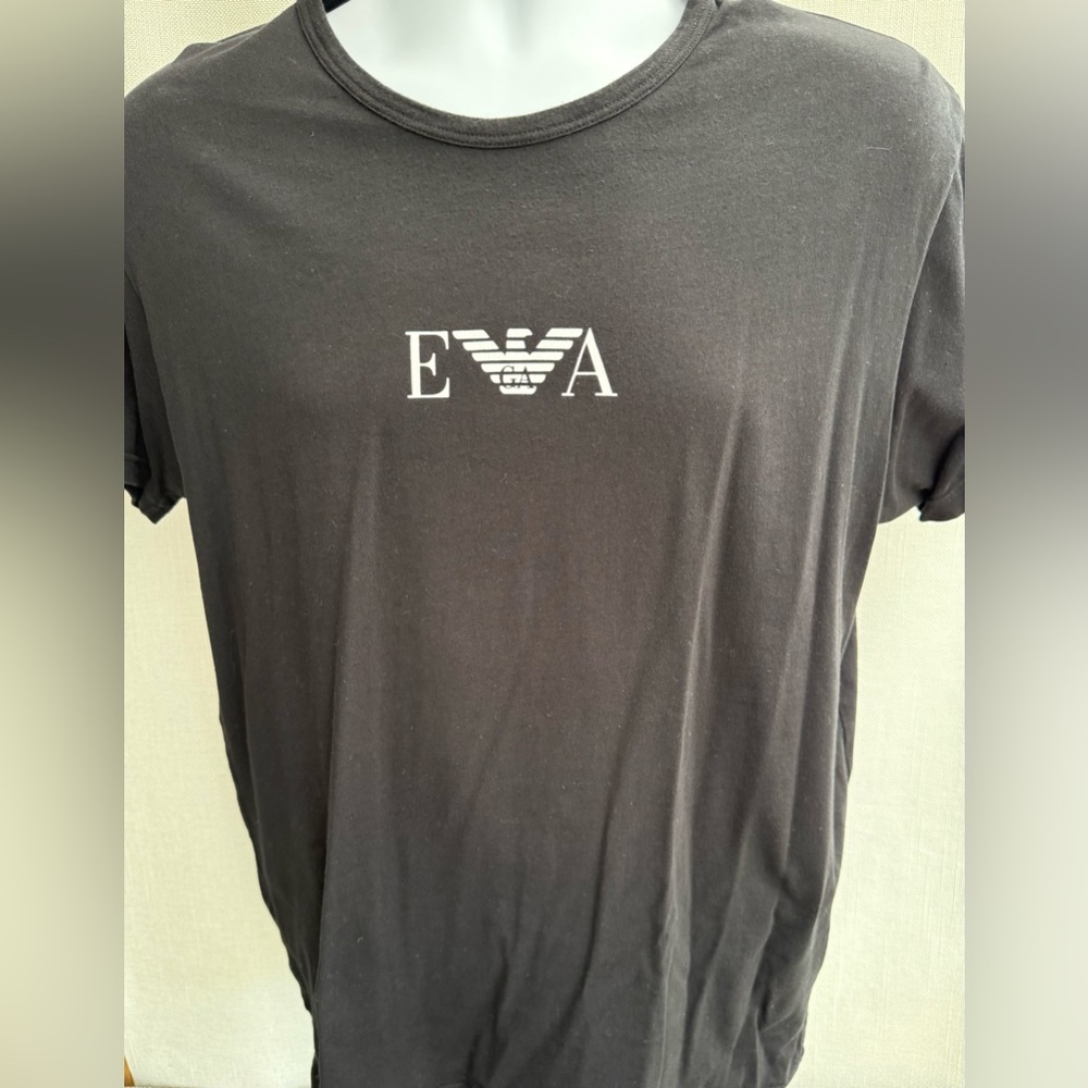 Emporio Armani Black T-Shirt with White EA Logo